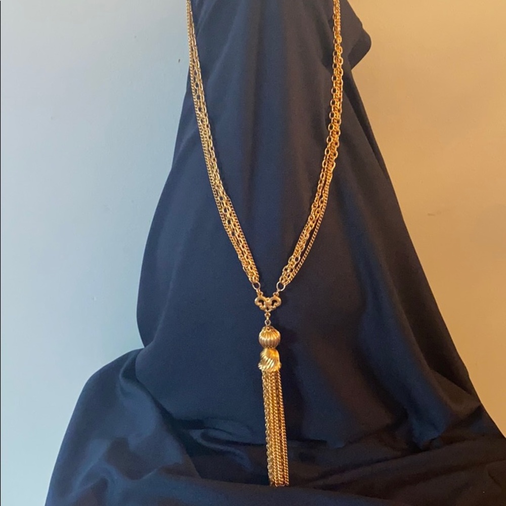 Vintage Gold Tone Costume Long Necklace
